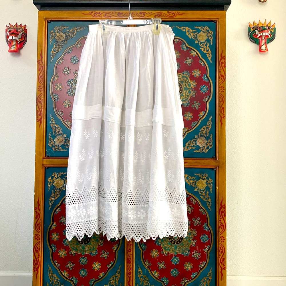 Vintage Handmade White Embroidered Skirt Slip